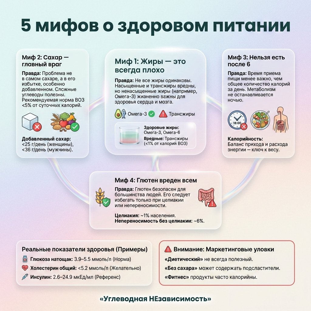 Инфографика: 5 мифов о здоровом питании
