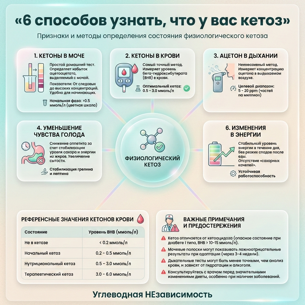 Инфографика: 6 способов узнать, что у вас кетоз