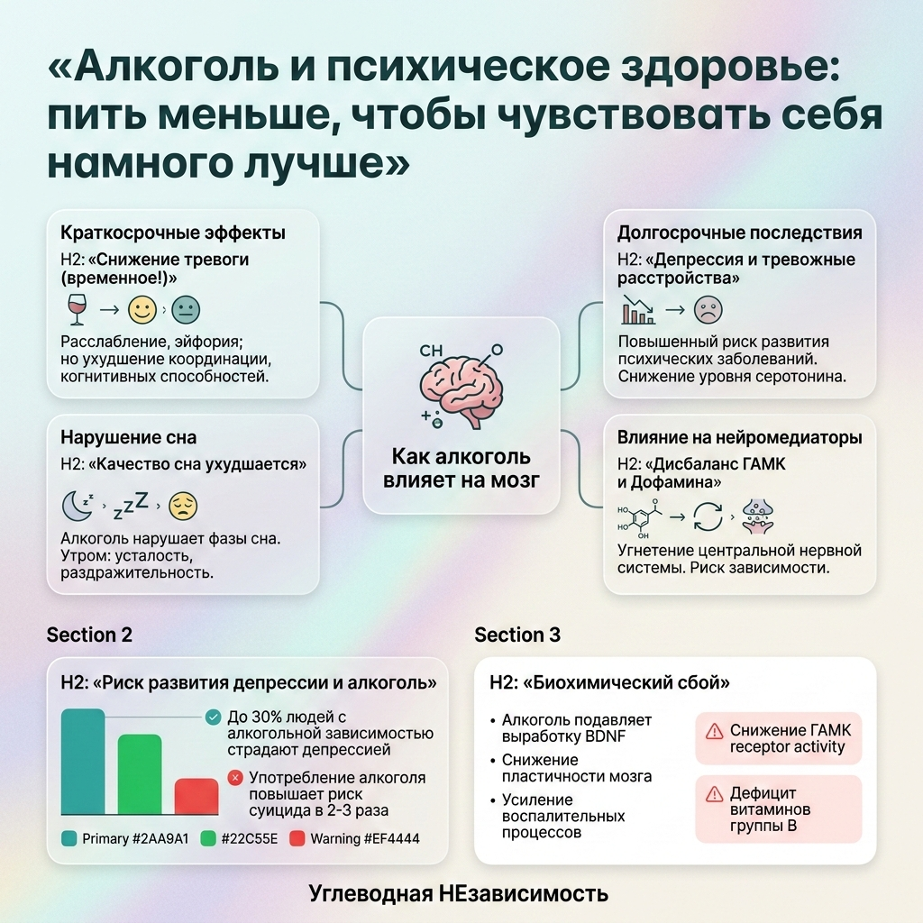 Инфографика: Алкоголь и психическое здоровье: пить меньше, чтобы чувствовать себя намного лучше