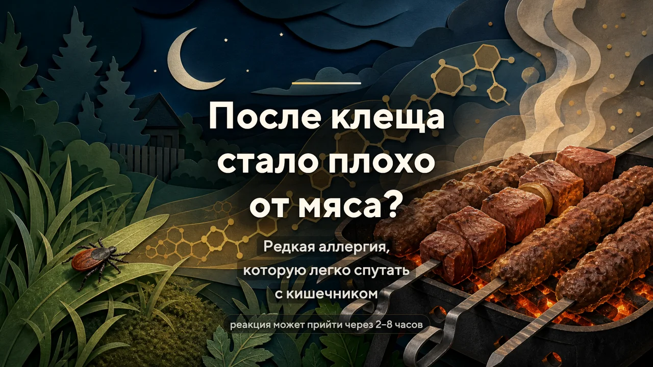 После клеща стало плохо от мяса: редкая аллергия, которую легко спутать с кишечником