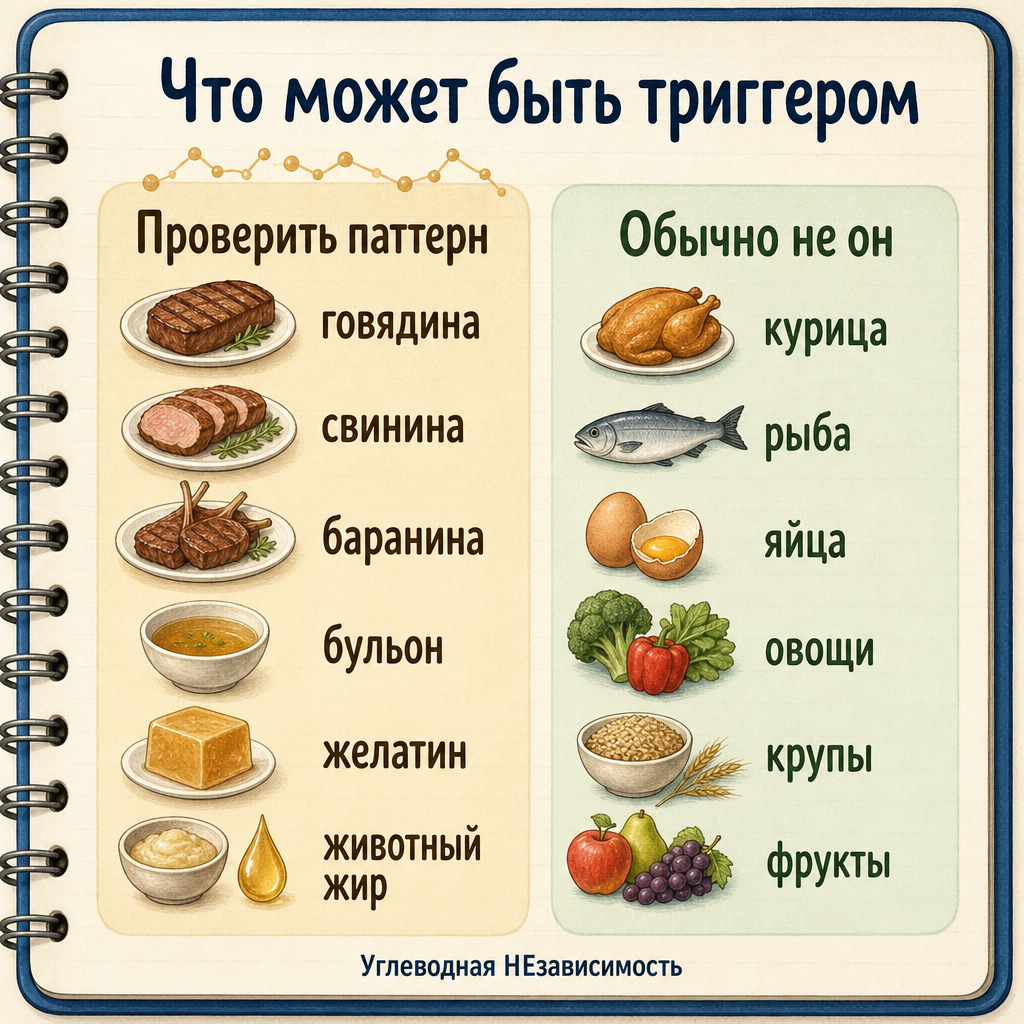 Что может быть триггером: продукты млекопитающих и продукты, которые обычно не относятся к этому механизму