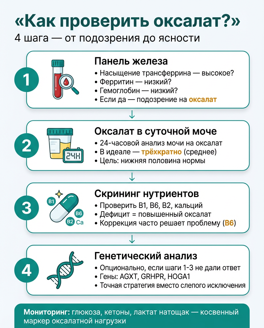 Лабораторный алгоритм: 4 шага проверки оксалата