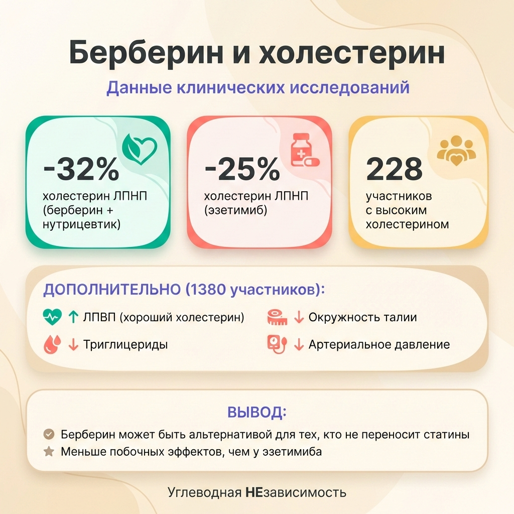 Берберин и холестерин: данные клинических исследований