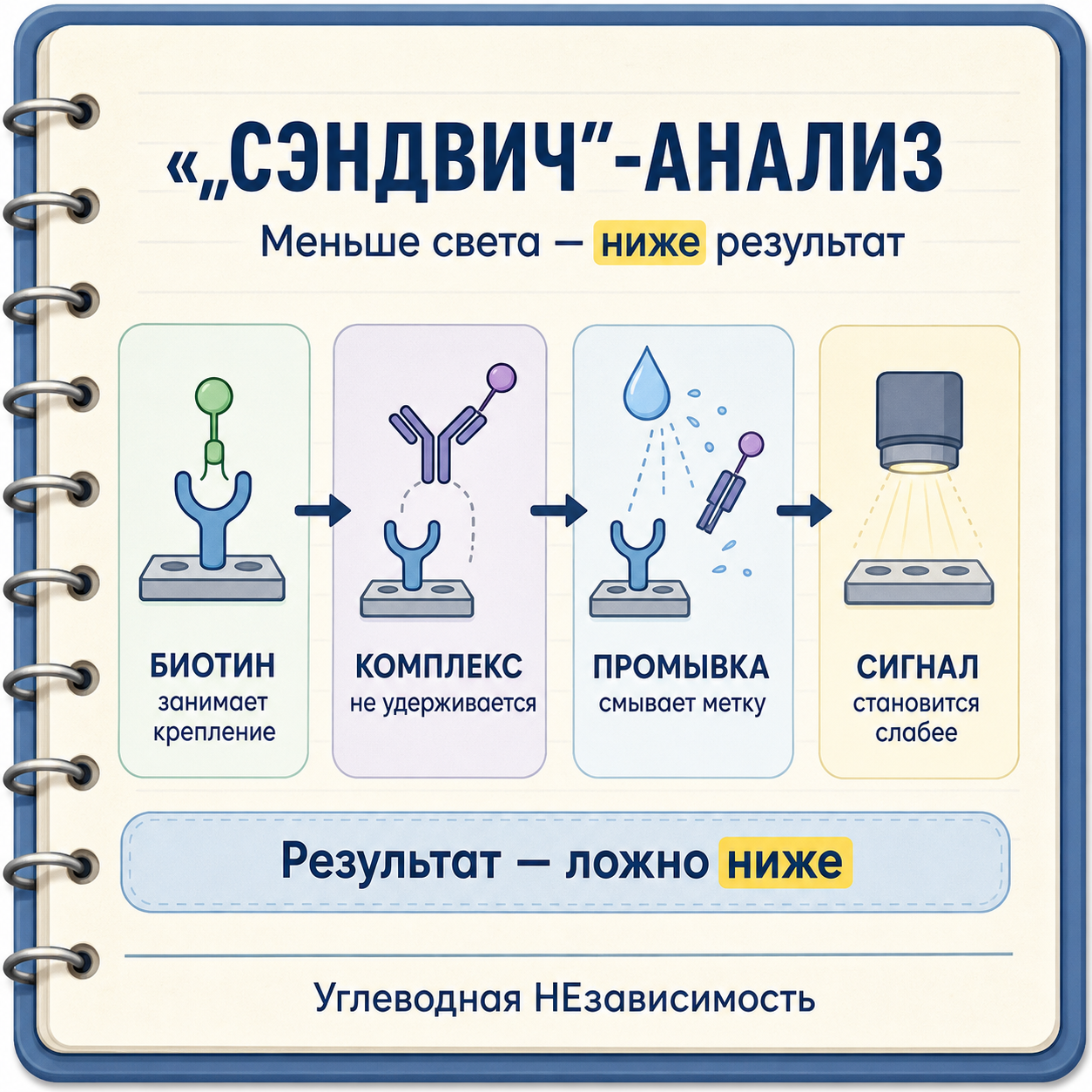 Почему «сэндвич»-анализ может показать ложно низкий результат