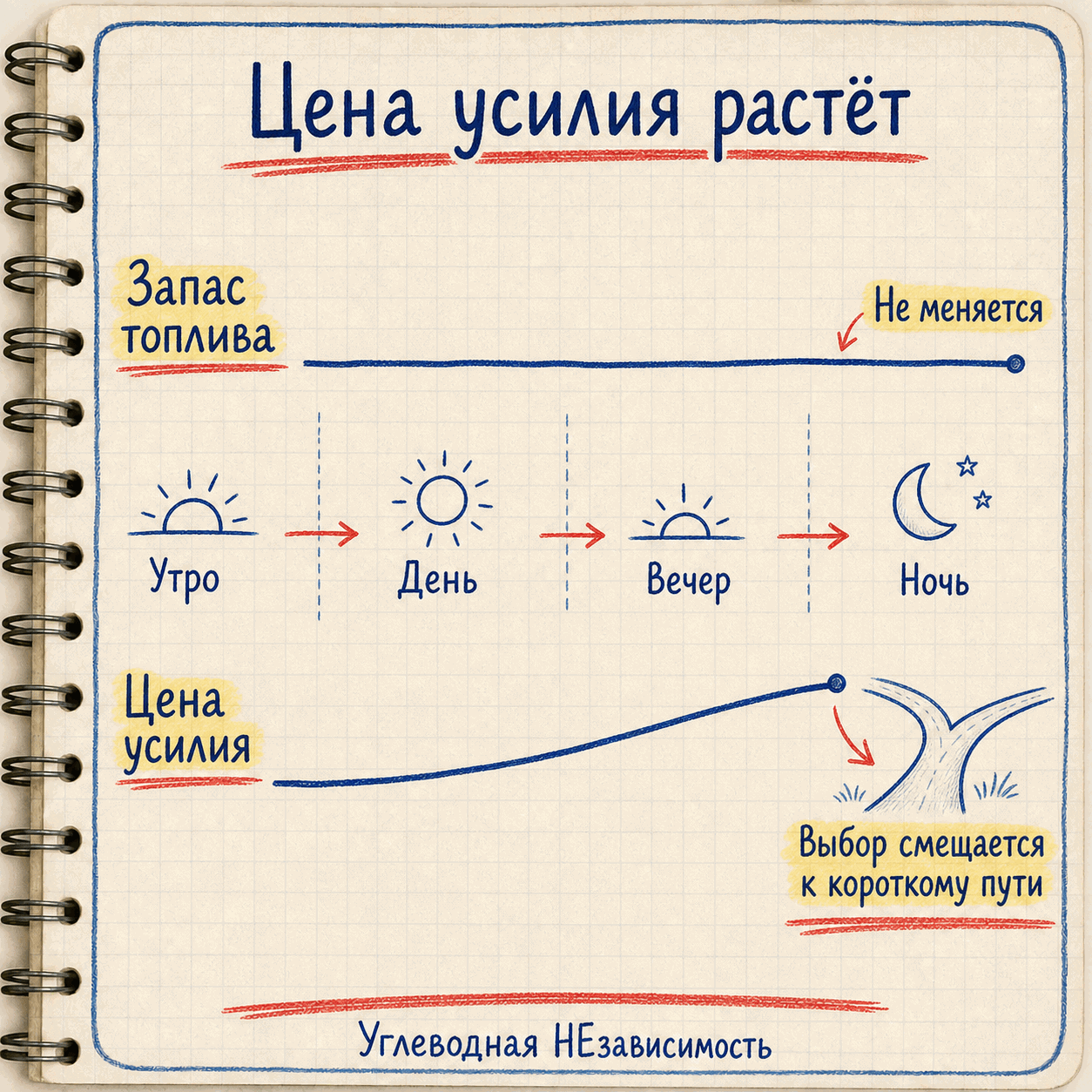 Меняется не запас топлива, а цена усилия