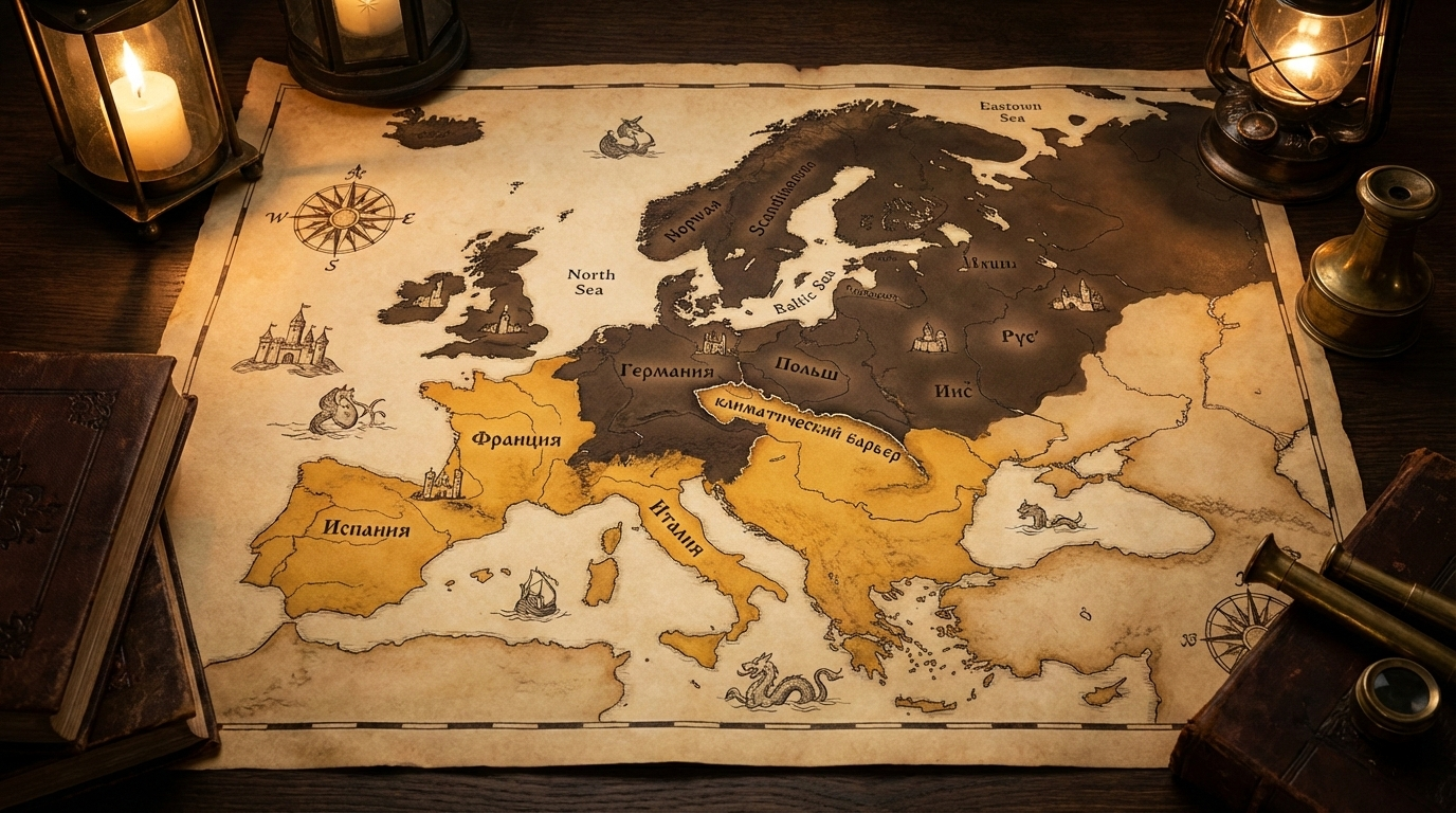 Карта Европы в средневековом стиле