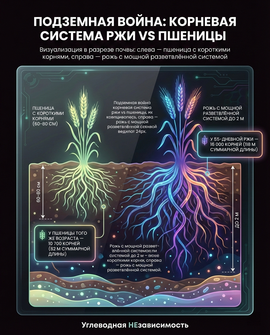 «Подземная война: корневая система ржи vs пшеницы»