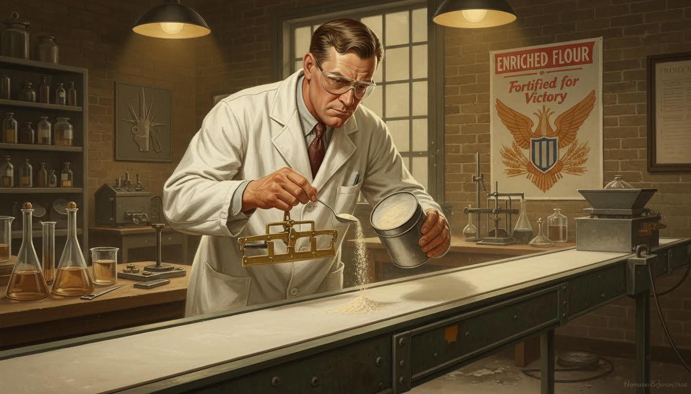 Лаборатория: добавление витаминов в муку, 1940-е