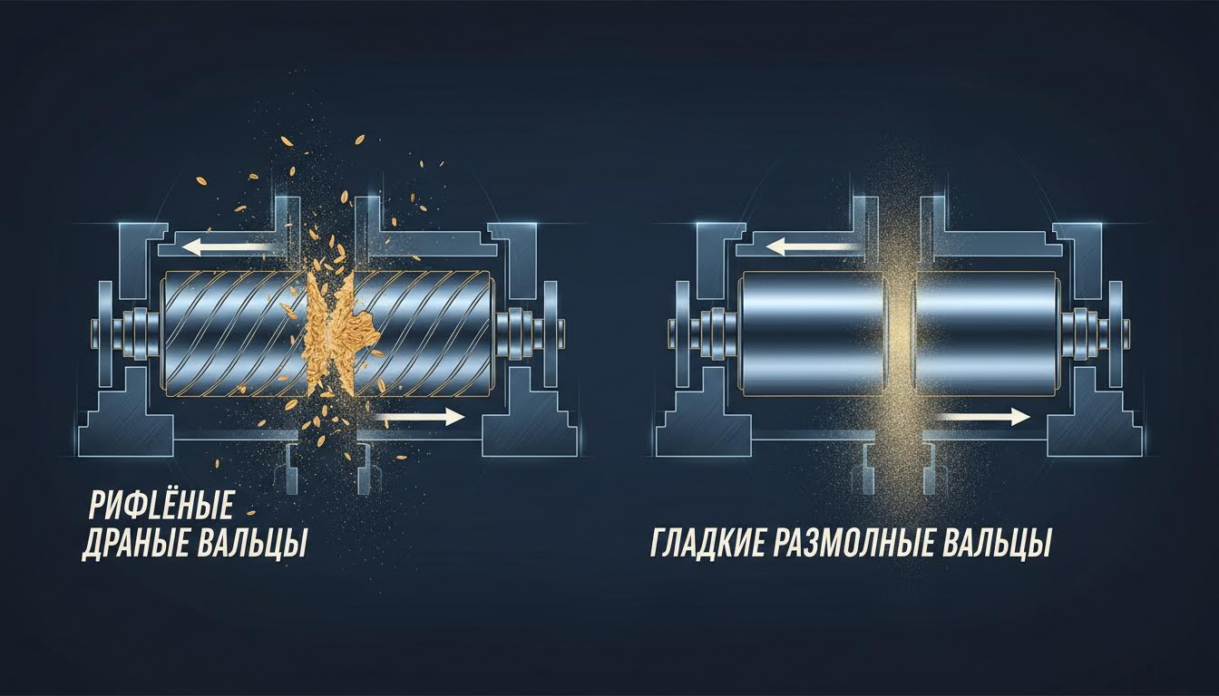 Крупный план двух пар вальцов