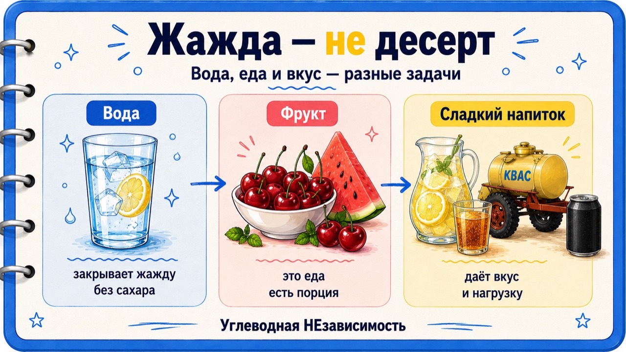 Жажда — не десерт: вода, еда и вкус — разные задачи