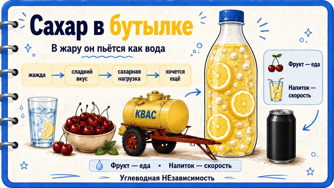 Сахар в бутылке: в жару он пьётся как вода