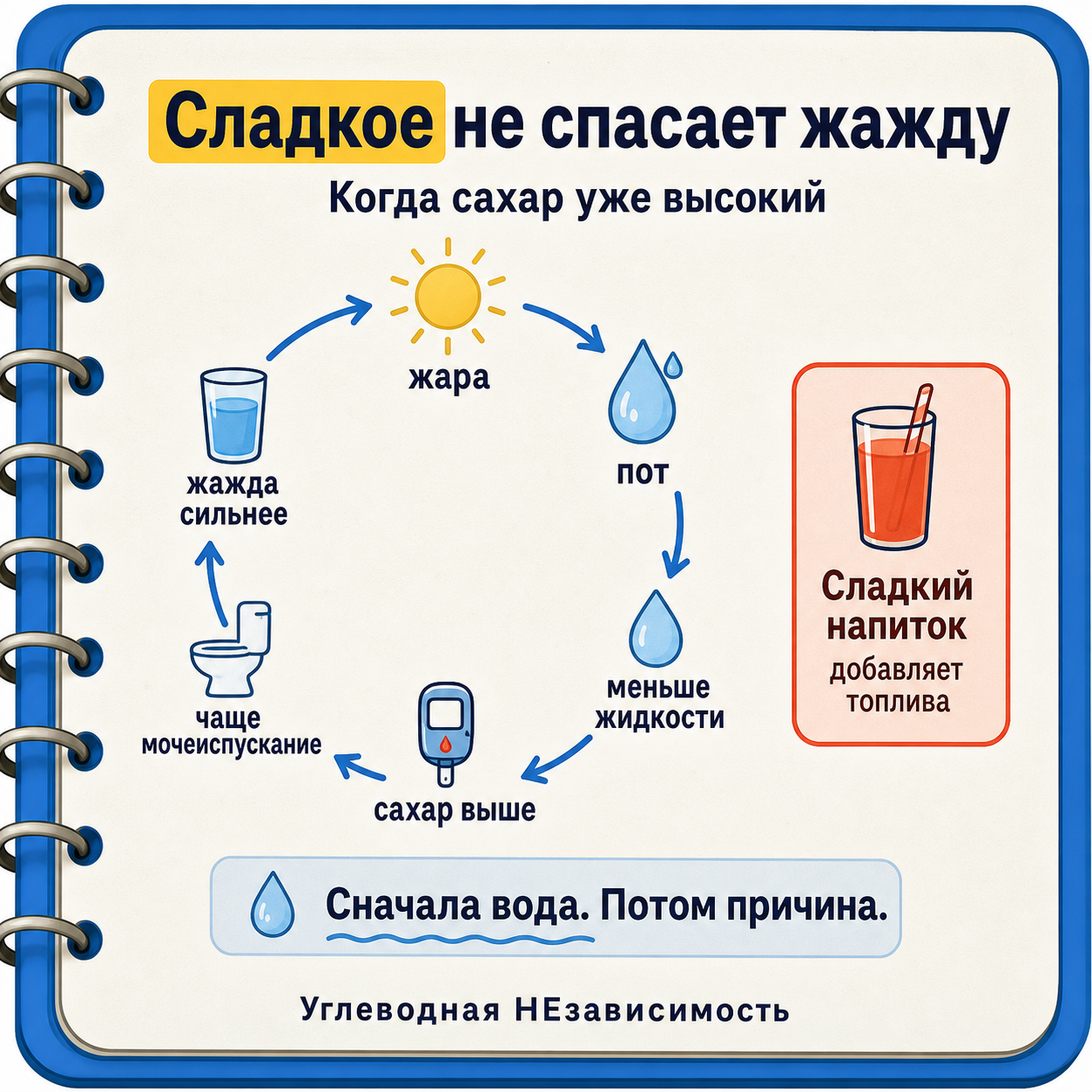 Почему сладкий напиток не спасает жажду при высоком сахаре