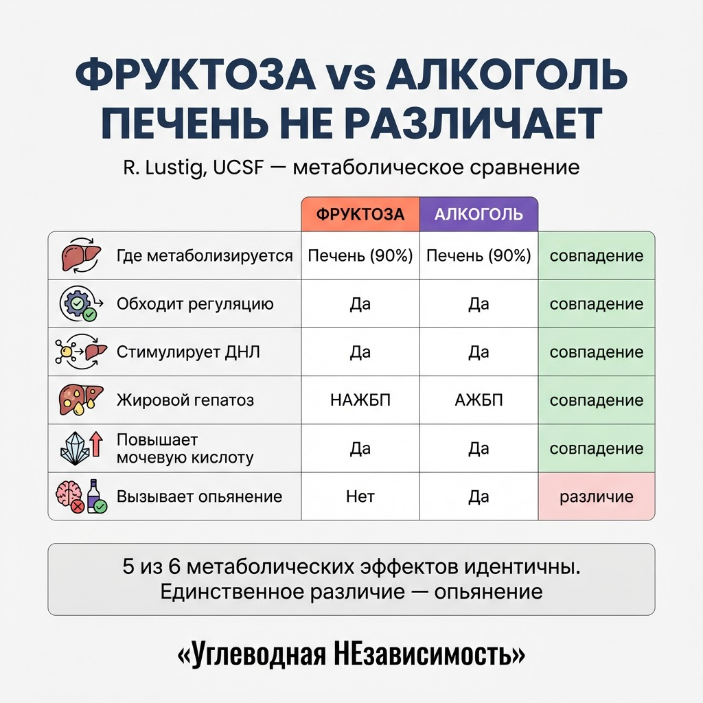 Фруктоза vs алкоголь: печень не различает