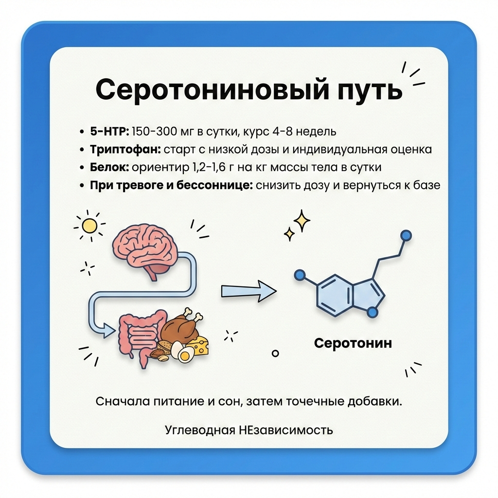 Серотониновый путь: 5-HTP, триптофан и белок