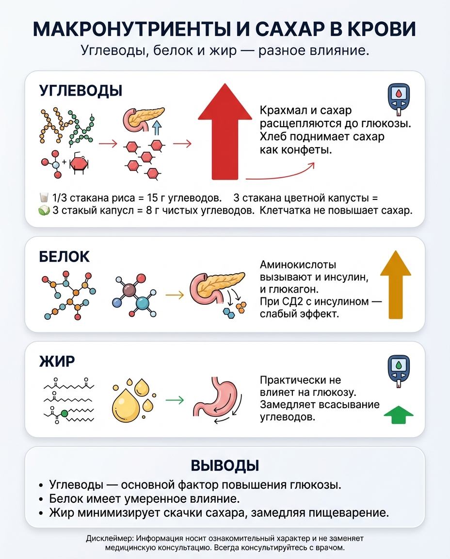 Влияние макронутриентов на сахар в крови