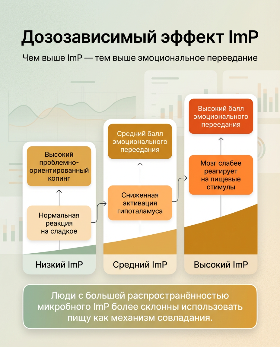 Дозозависимая связь ImP с эмоциональным перееданием