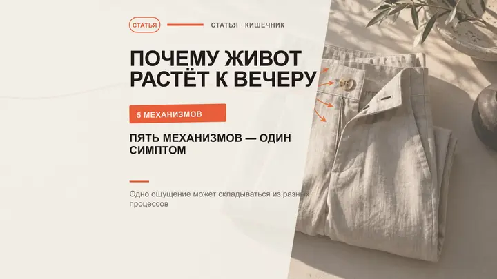 Почему живот вздувается к вечеру: пять механизмов одного симптома