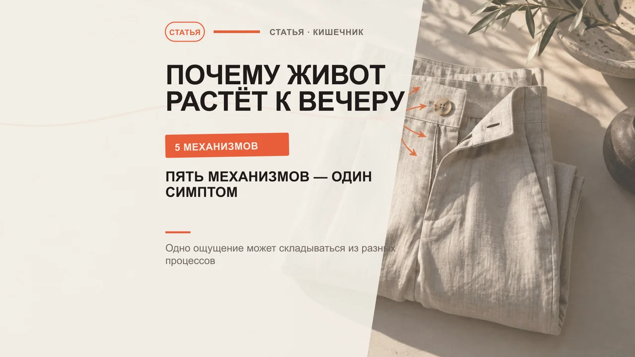 Почему живот вздувается к вечеру: пять механизмов одного симптома