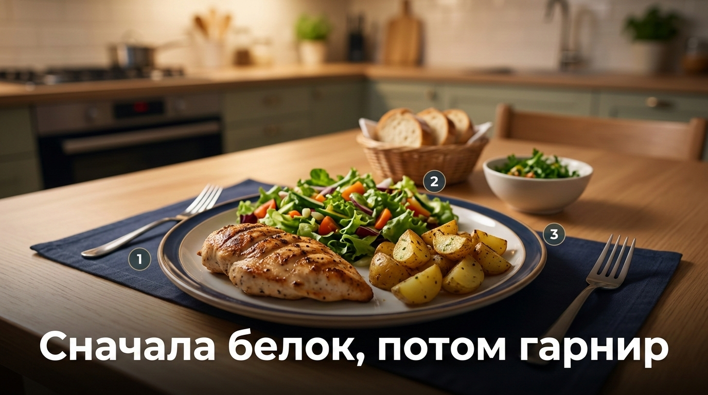 Сначала белок, потом гарнир: простой порядок еды для спокойного вечера
