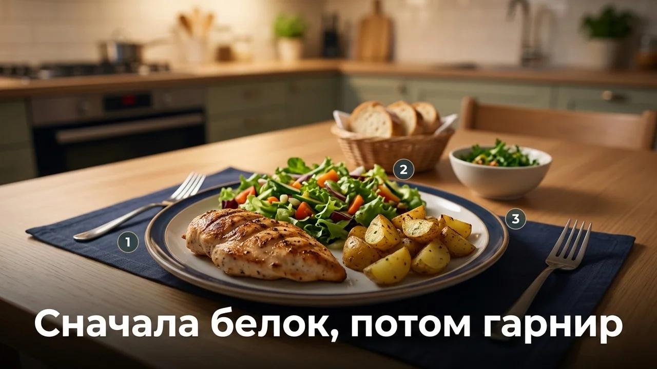 Сначала белок, потом гарнир: простой порядок еды для спокойного вечера