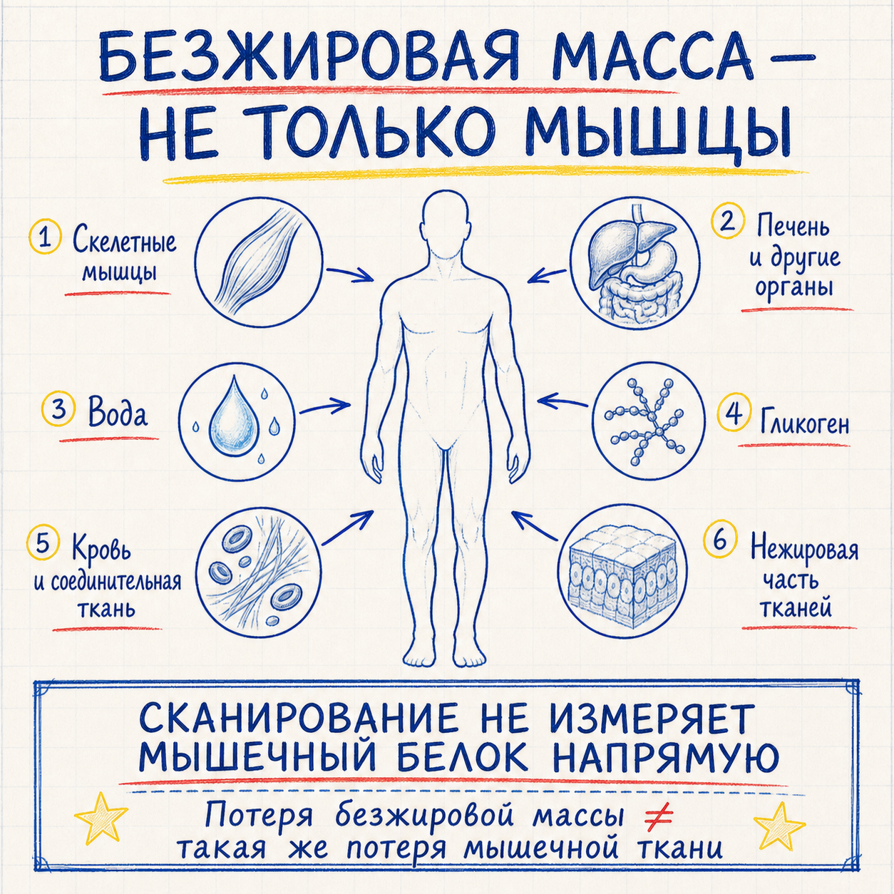 Что входит в безжировую массу и почему DXA не измеряет мышечный белок напрямую