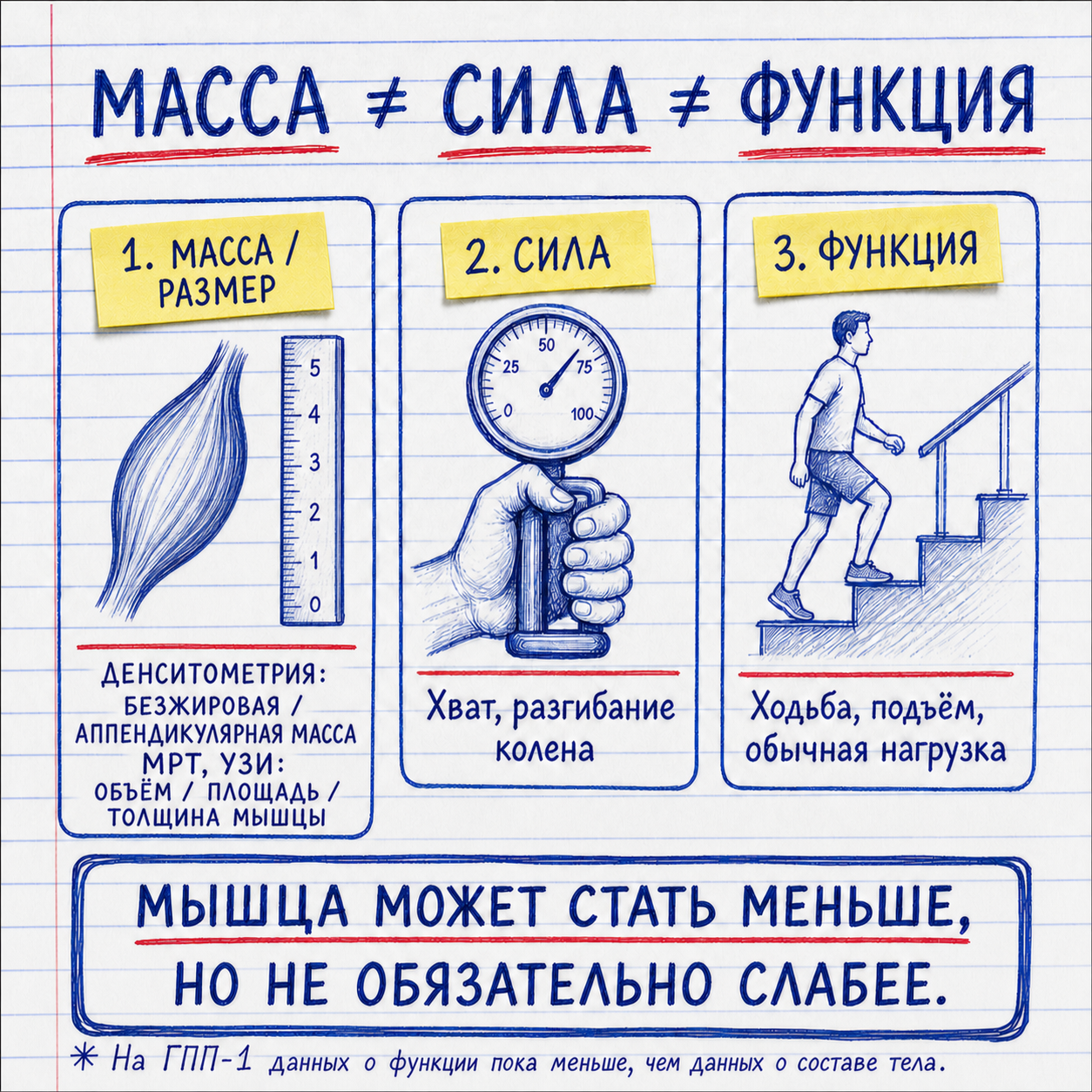Почему масса, сила и функция мышцы — разные показатели