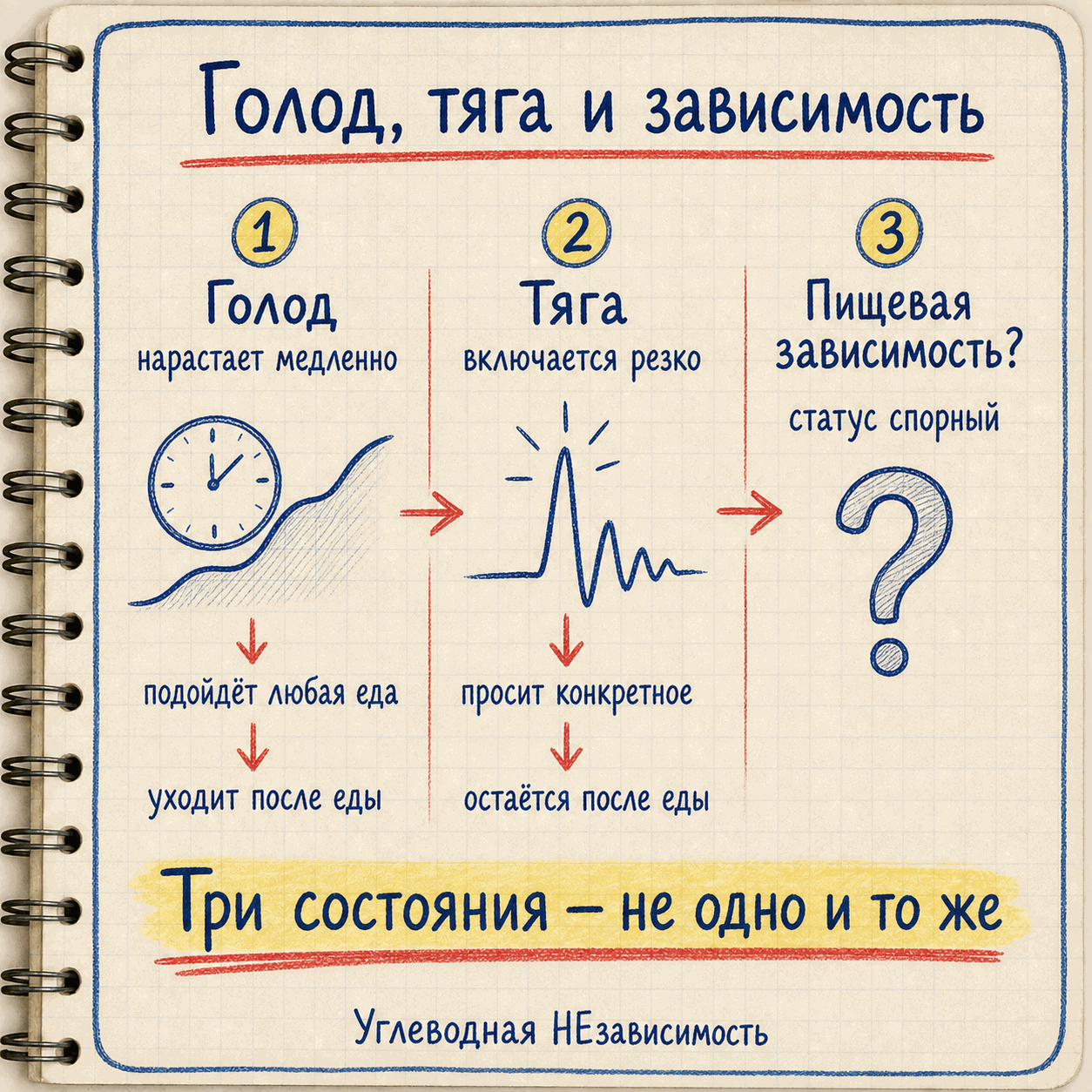 Голод, тяга и пищевая зависимость: три разных состояния