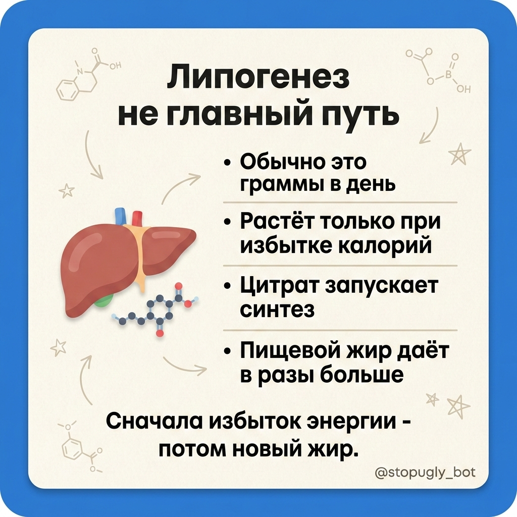 Инфографика: de novo липогенез и избыток энергии