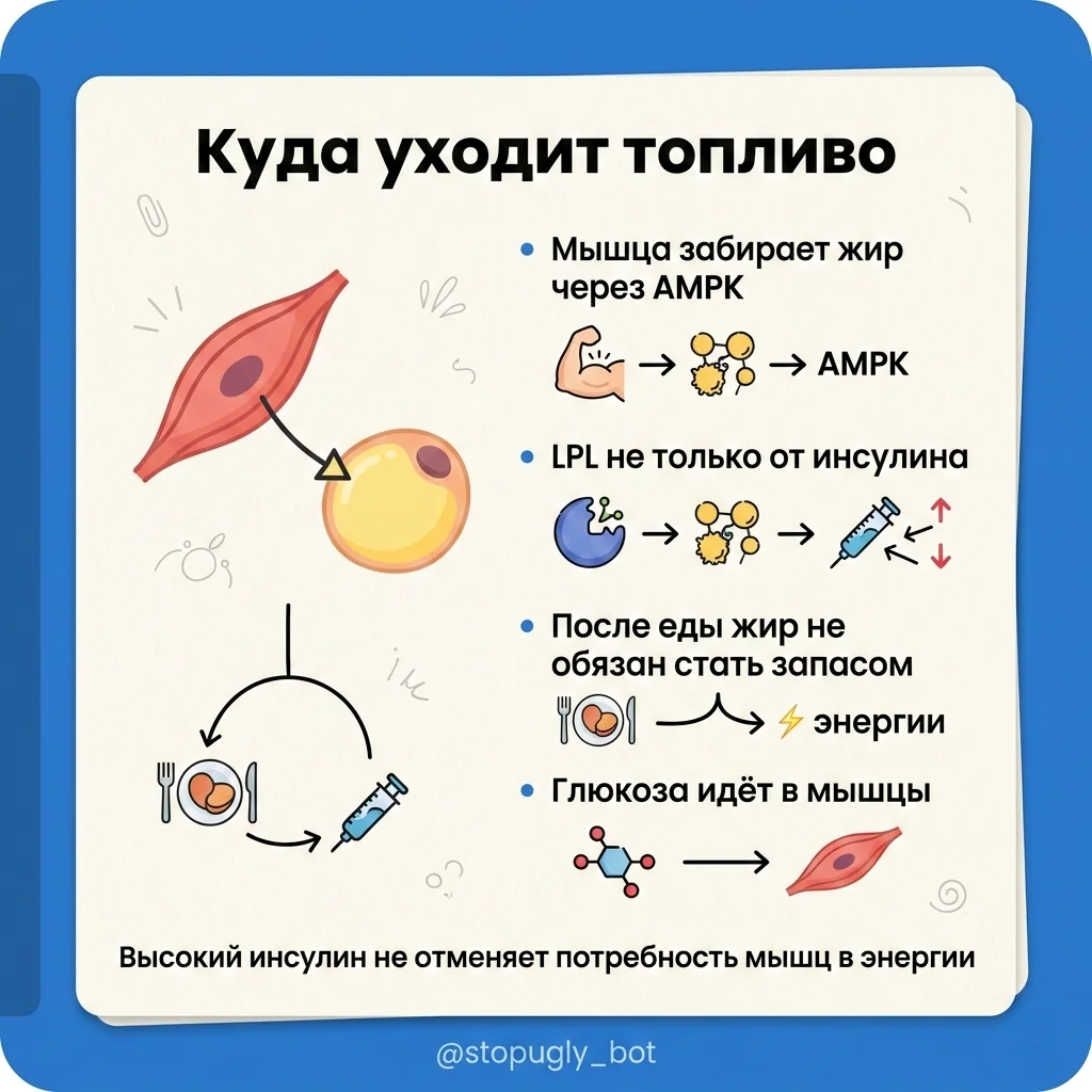 Инфографика: Почему инсулин не делает вас толстым: биохимия против мифа