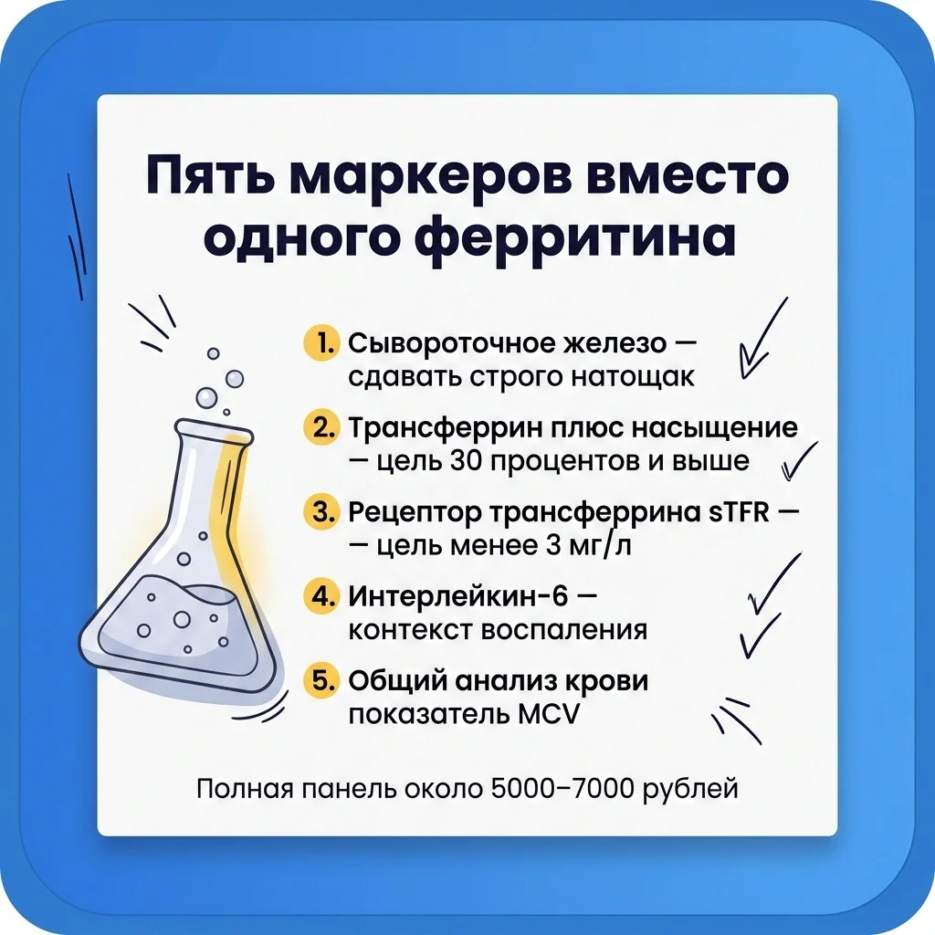 Инфографика: Ферритин врёт: какие анализы на самом деле показывают дефицит железа