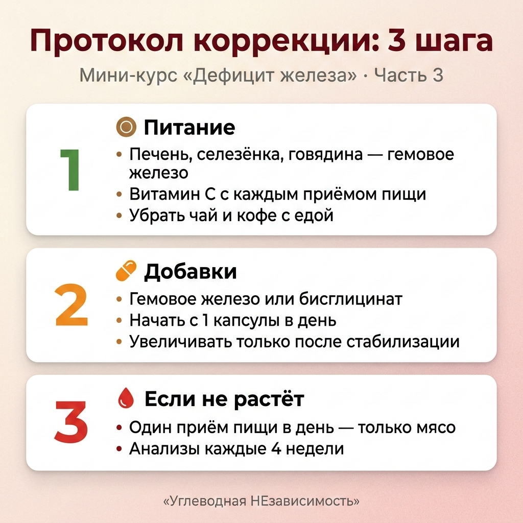 Инфографика: Протокол коррекции дефицита железа: от питания до добавок