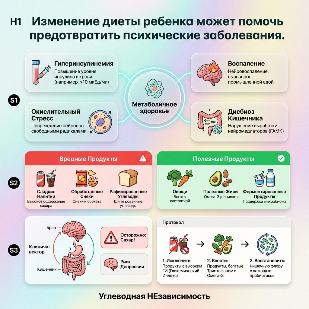 Инфографика: Изменение диеты ребенка может помочь предотвратить психические заболевания.