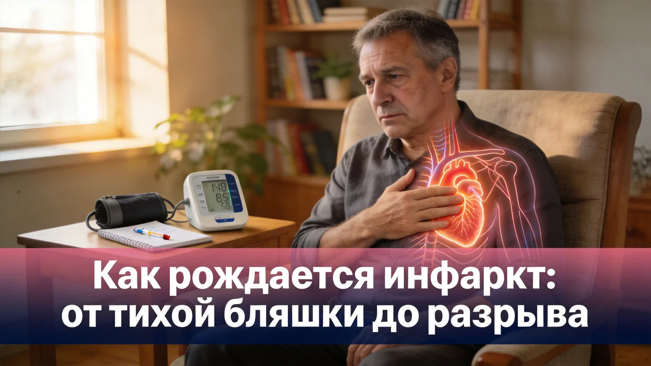 Как рождается инфаркт: от тихой бляшки до разрыва