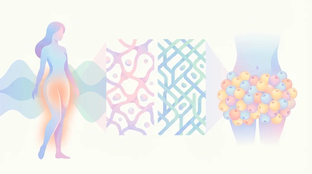 Как женская биология — гормоны, структура соединительной ткани и тип роста жировых клеток — создаёт почву для развития липедемы. У женщин ткани изначально более эластичные и уязвимые, что делает их более чувствительными к гормональным изменениям и воспалению.