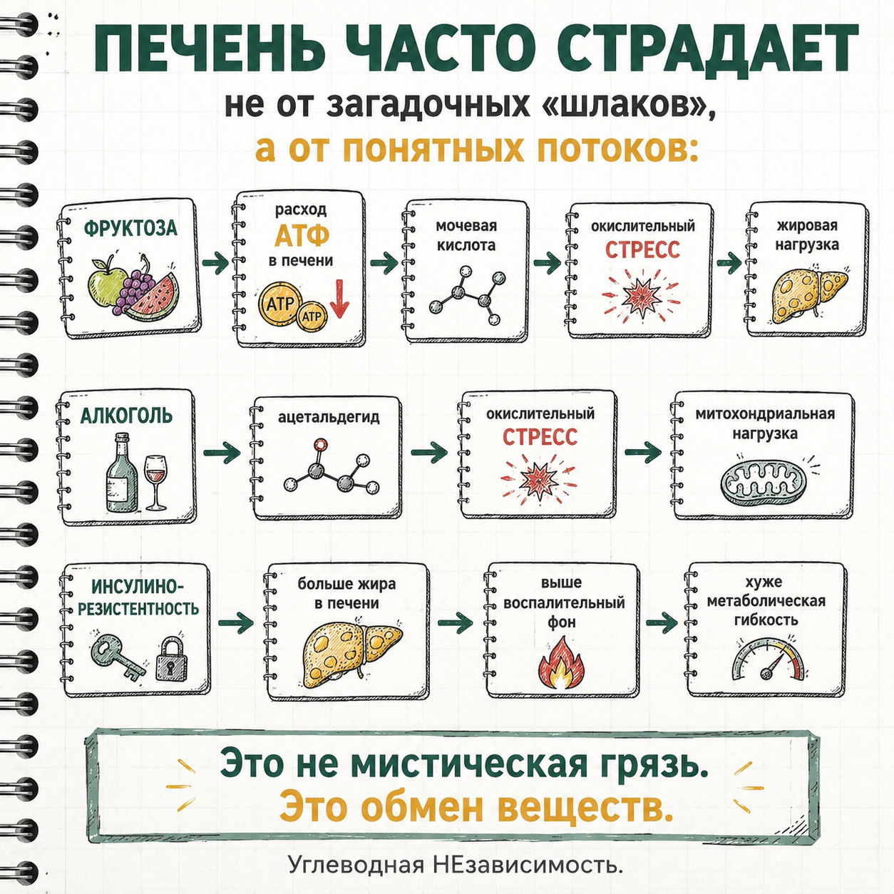 Печень страдает не от загадочных шлаков, а от понятных потоков