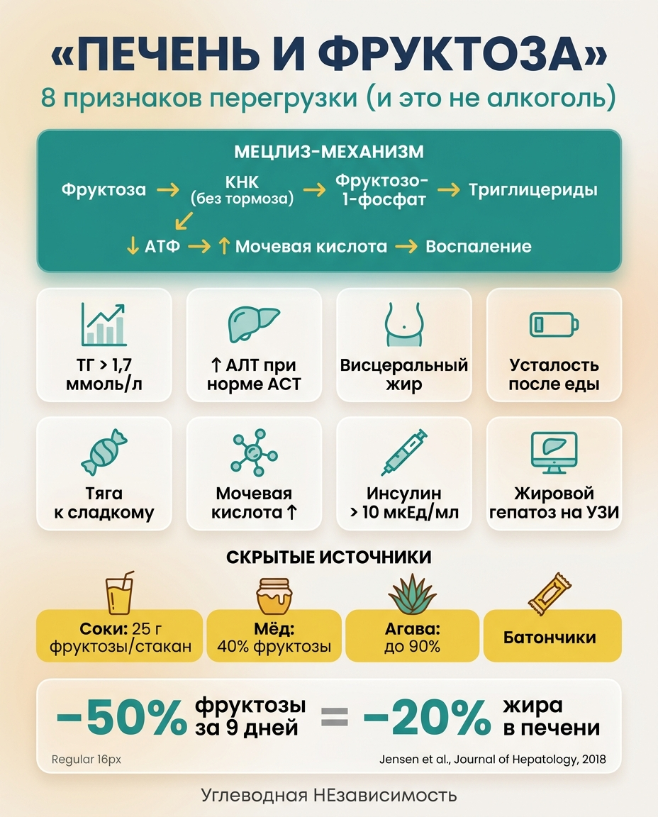 Инфографика: 8 признаков, что ваша печень перегружена фруктозой (и это не алкоголь)