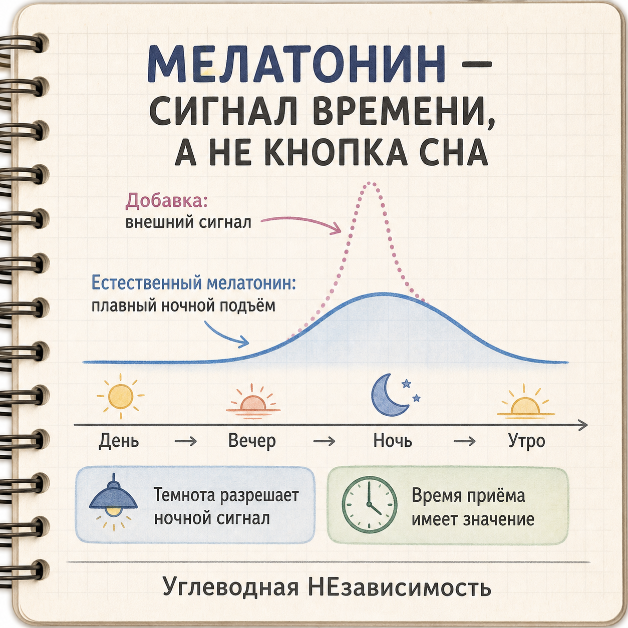 Мелатонин — сигнал времени, а не кнопка сна