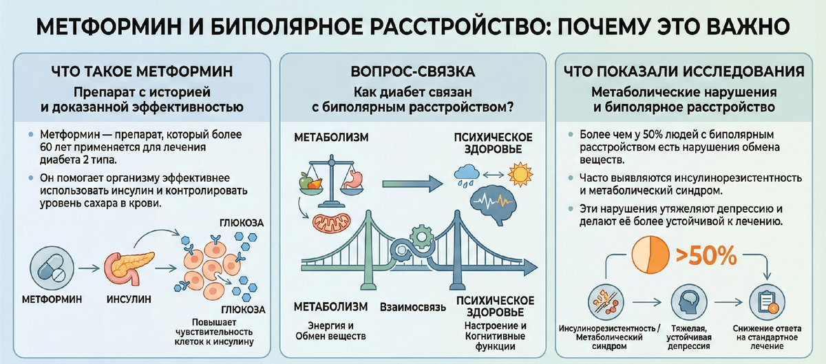 Метформин при биполярном расстройстве: три главных открытия 2024–2025