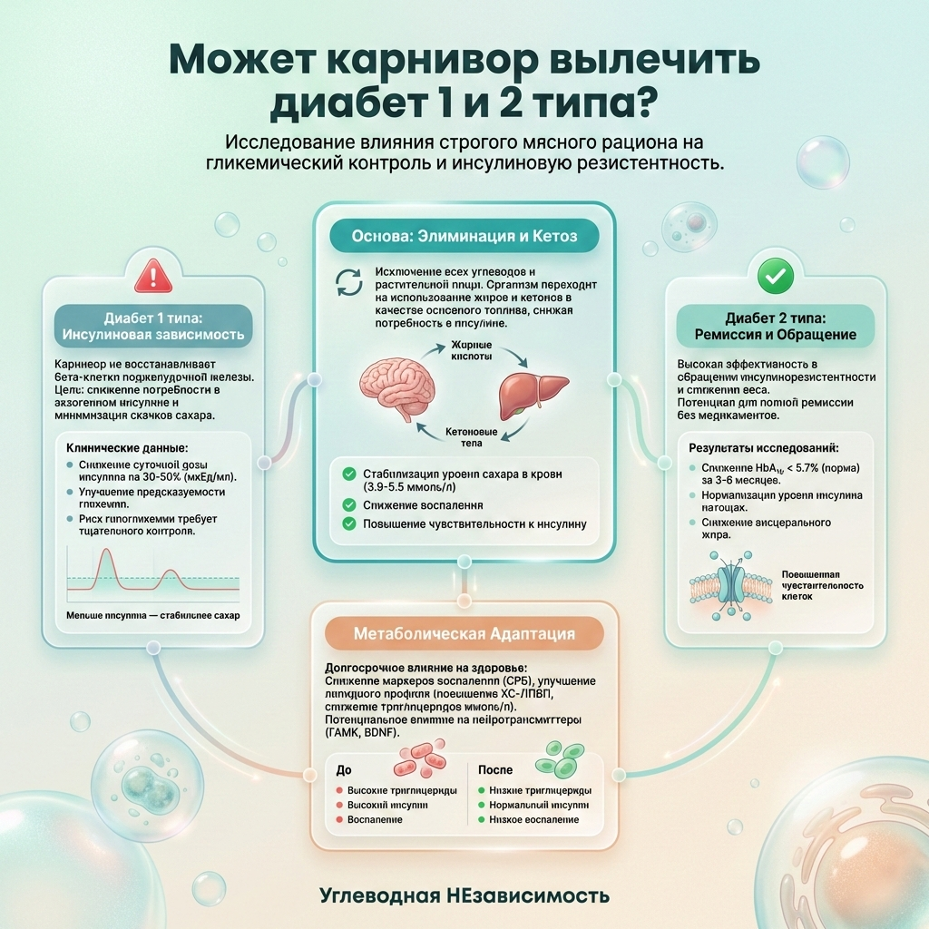 Инфографика: Может карнивор вылечить диабет 1 и 2 типа?