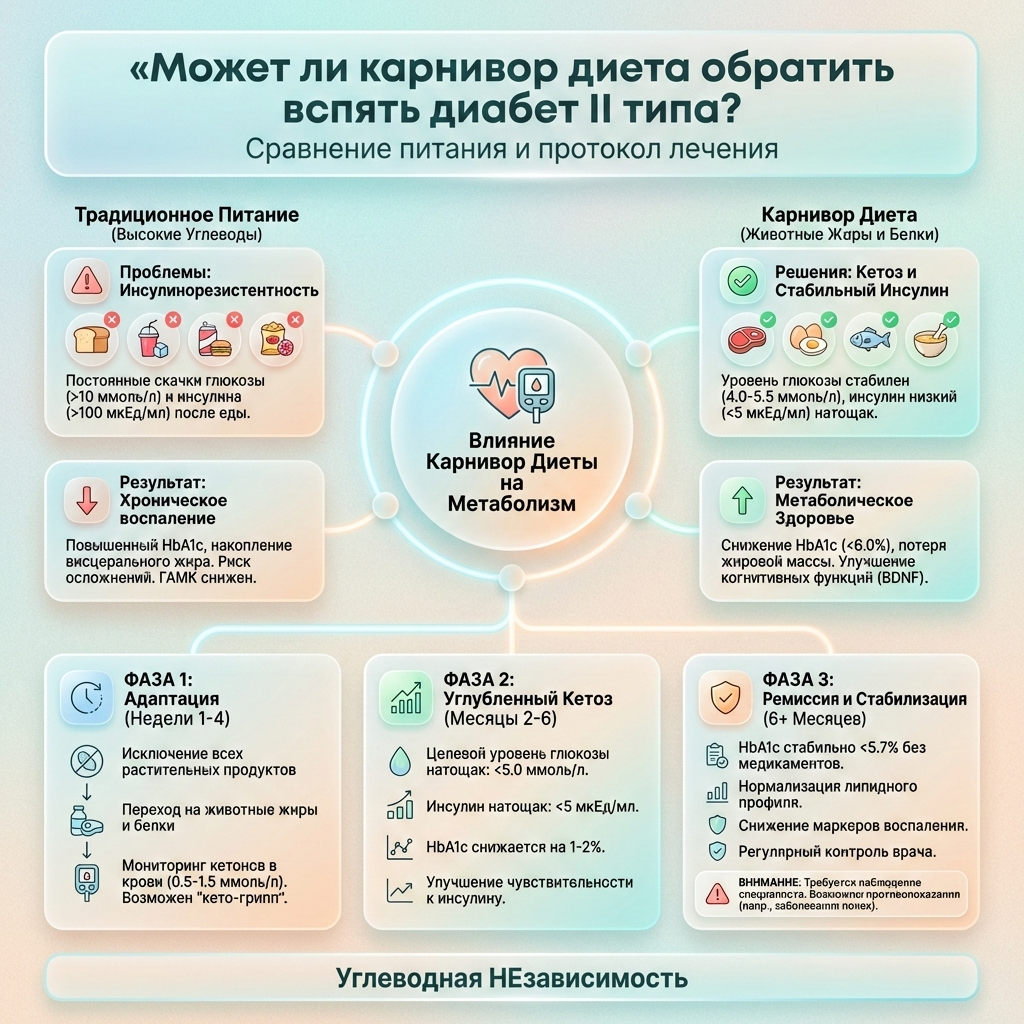 Инфографика: Может ли карнивор диета обратить вспять диабет II типа?