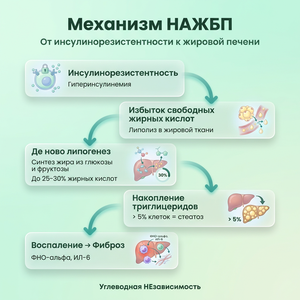 Механизм НАЖБП: от инсулинорезистентности к стеатозу