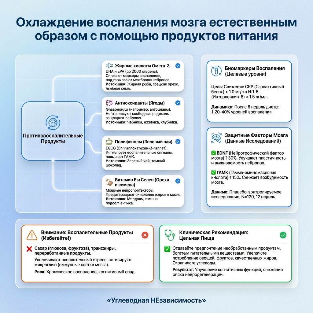 Инфографика: Охлаждение воспаления мозга естественным образом с помощью продуктов питания