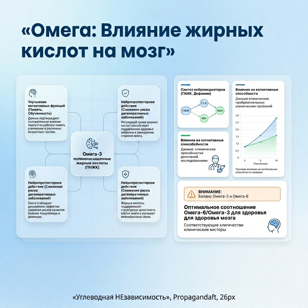 Инфографика: Омега: Влияние жирных кислот на мозг