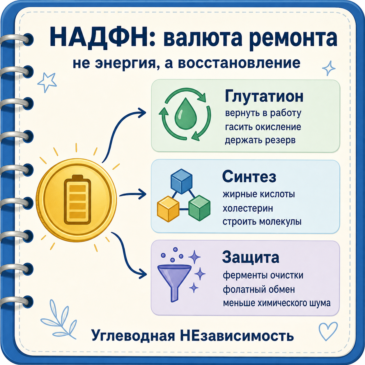 НАДФН как валюта восстановления: глутатион, синтез и защита
