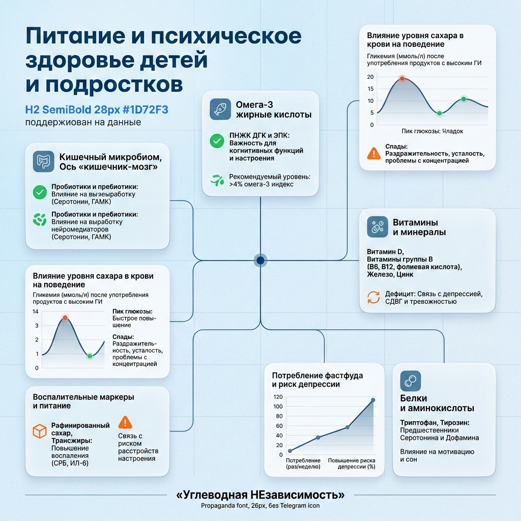 Инфографика: Питание и психическое здоровье детей и подростков