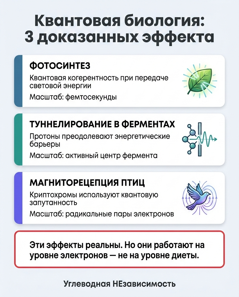 Три доказанных квантовых эффекта в биологии