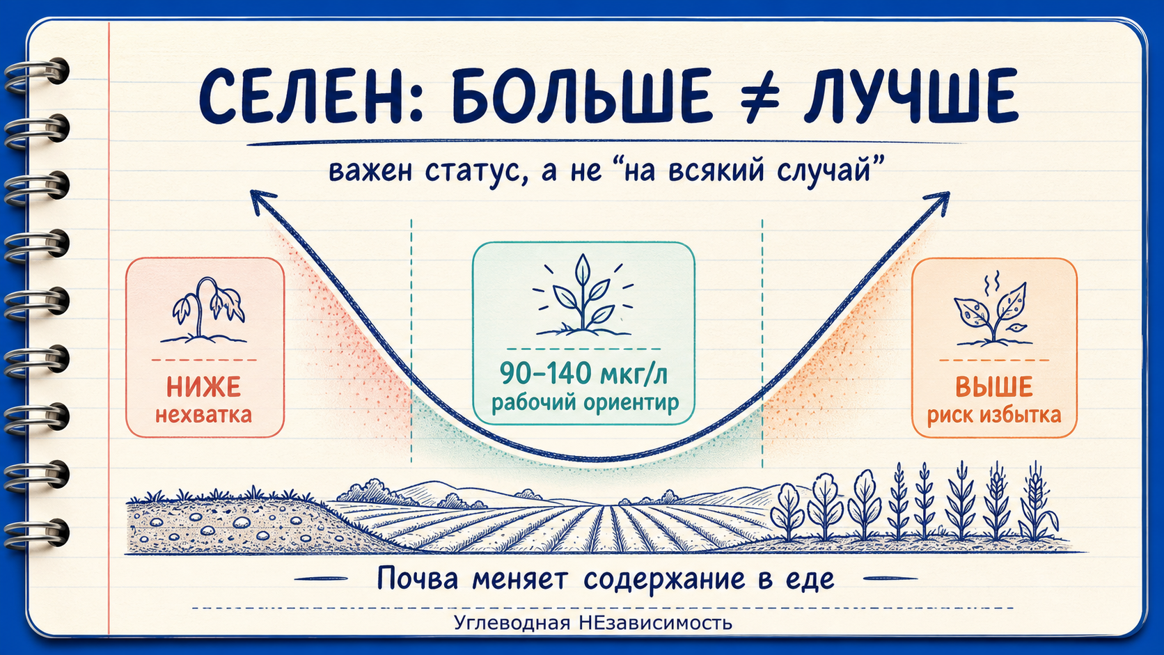 Селен: U-образная зависимость, где важны достаточный статус и риск избытка
