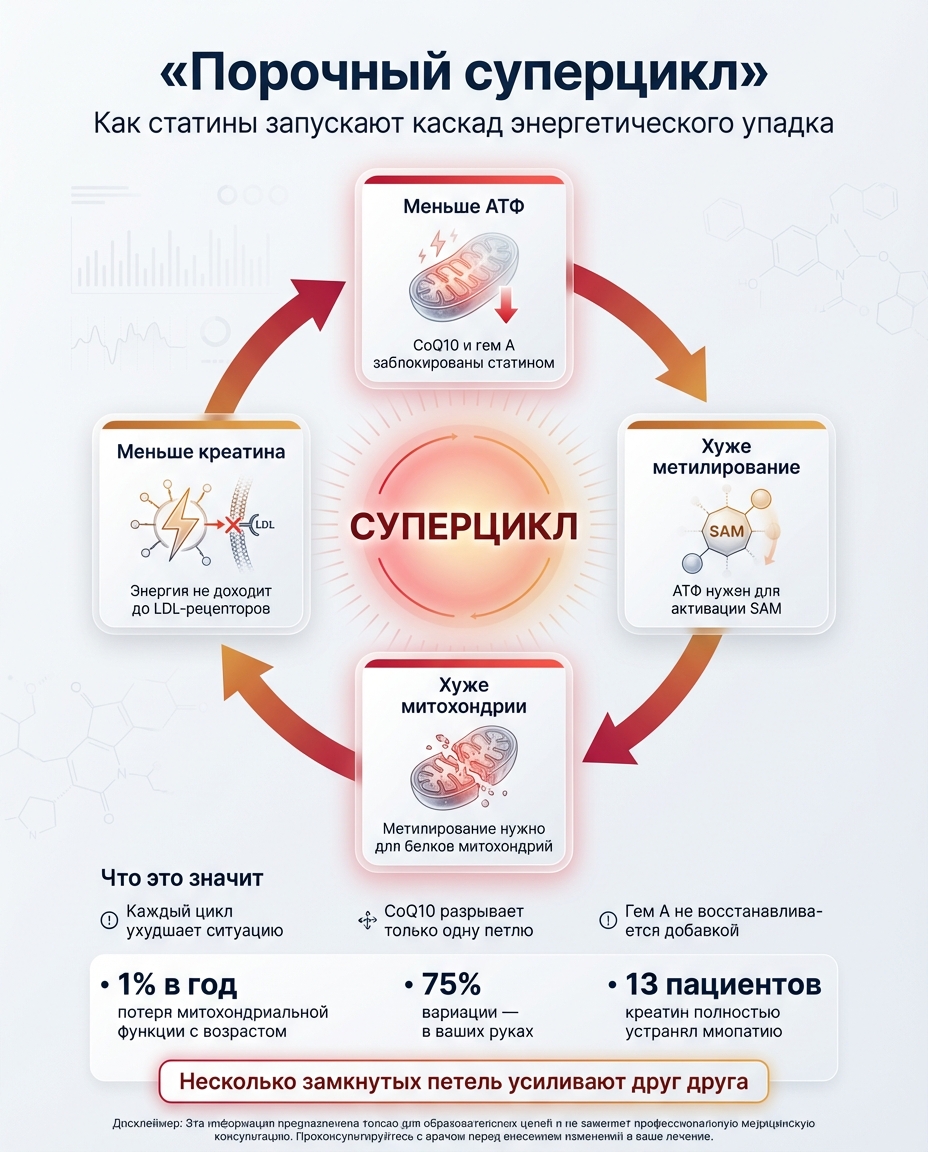 Порочный суперцикл — каскад митохондриальной дисфункции