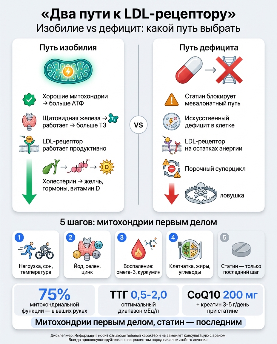 Два пути к ЛПНП-рецептору — изобилие vs дефицит
