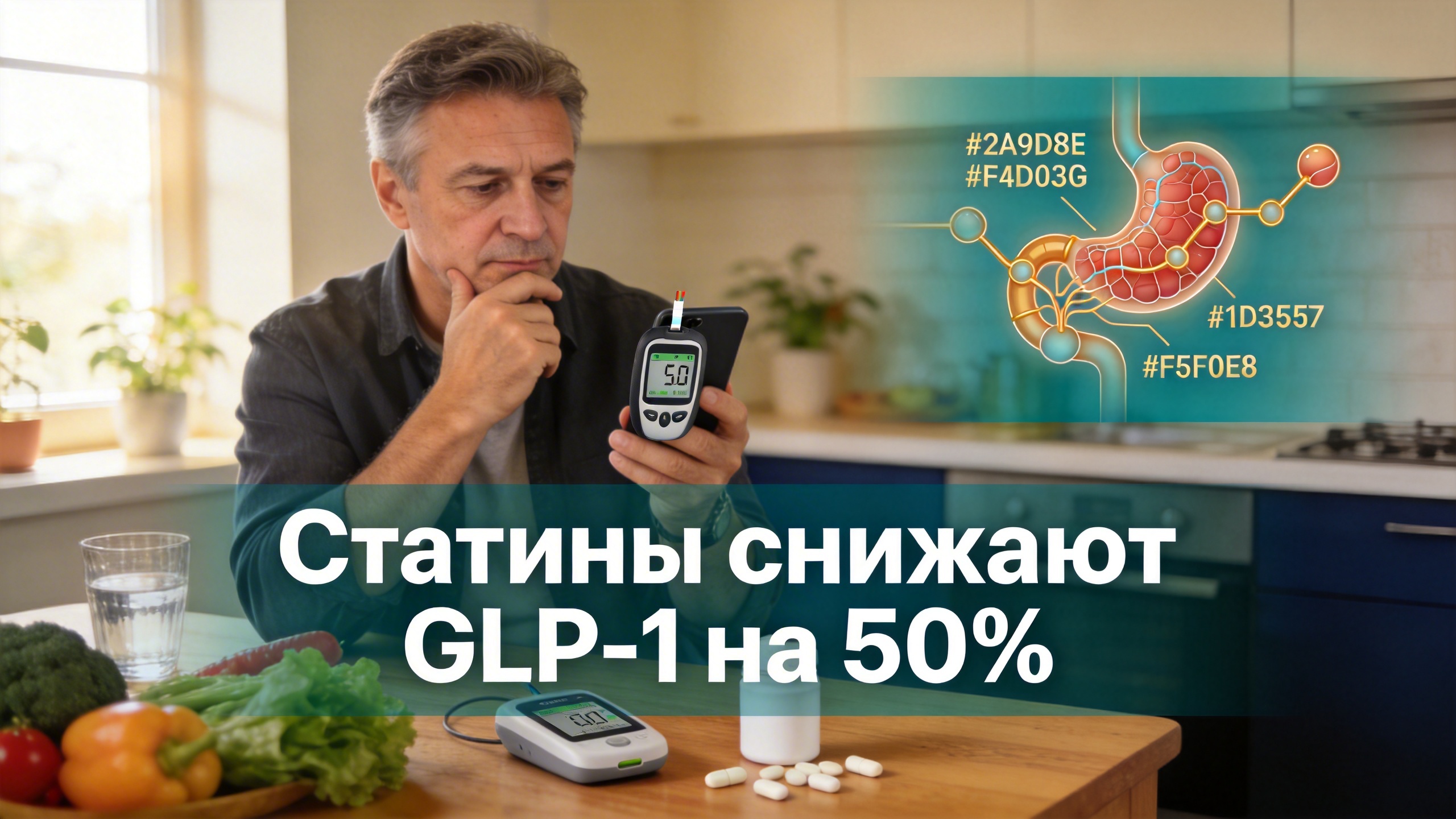 Статины снижают GLP-1 на 50%.